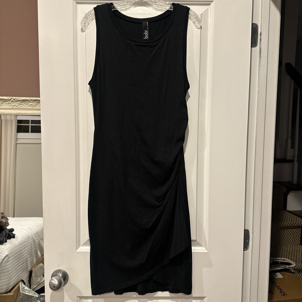 Bobi Los Angeles Black Sleeveless Dress with Rouched Side
